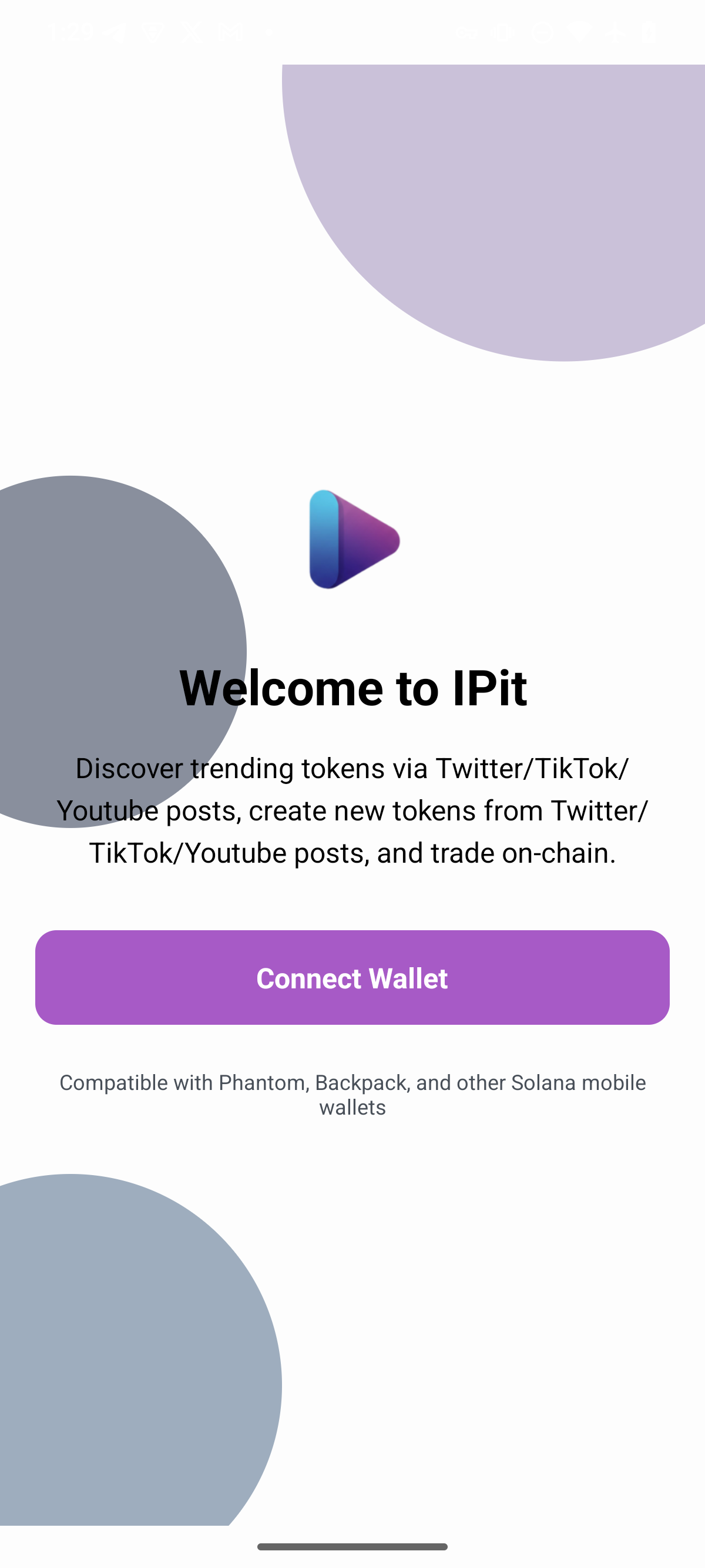 IPIT token discovery home screen